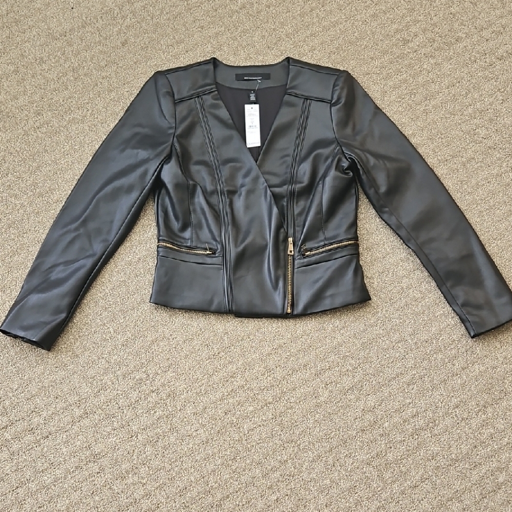 NWT WHBM Black Faux Leather Jacket